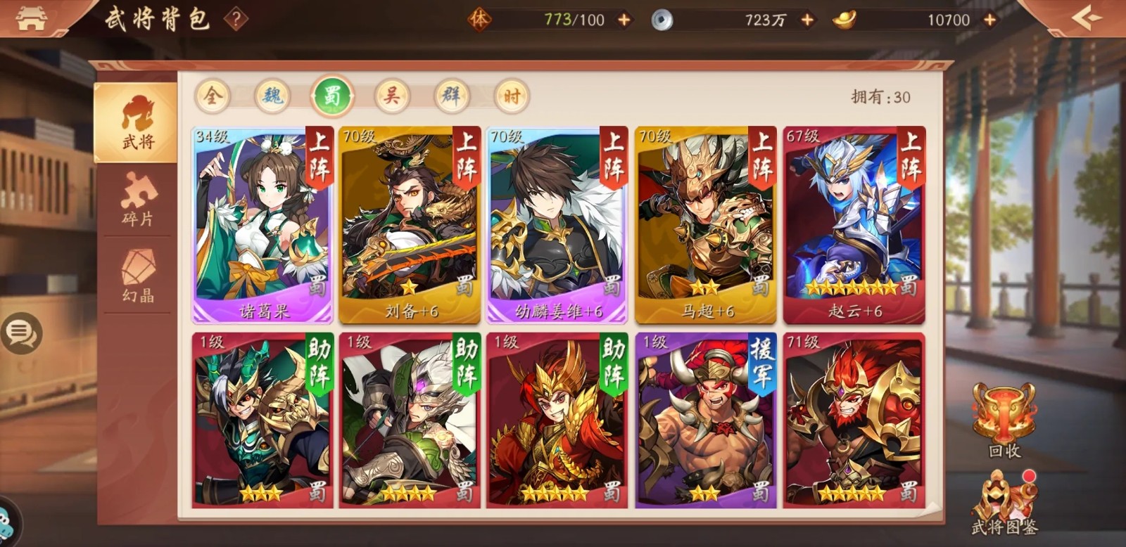 少年三国志蜀国暗金阵容怎么搭配