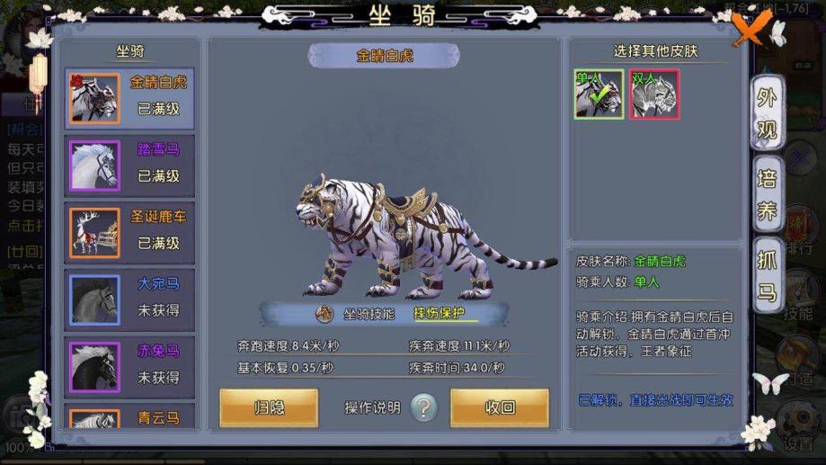 卧虎藏龙2武坐骑技能是什么