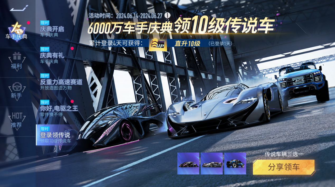 《王牌竞速》6000万车手庆典,七日闪回神车云集 《王牌竞速》6000万车手庆典,七日闪回神车云集
