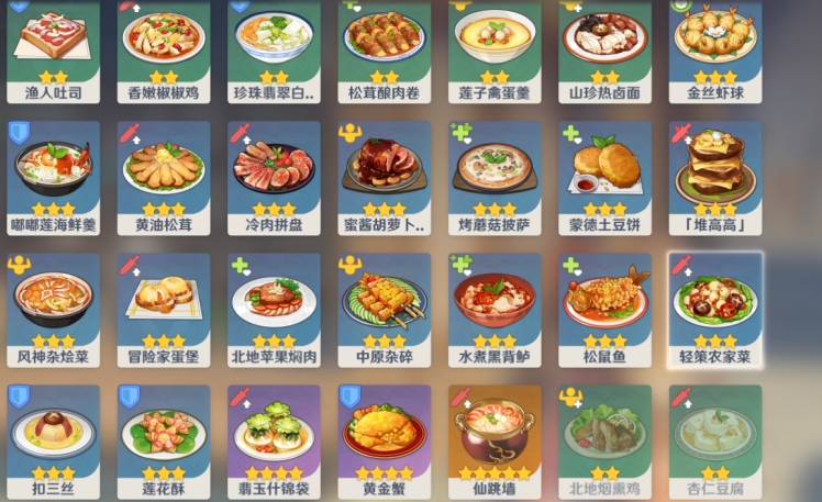 原神新人用什么食谱