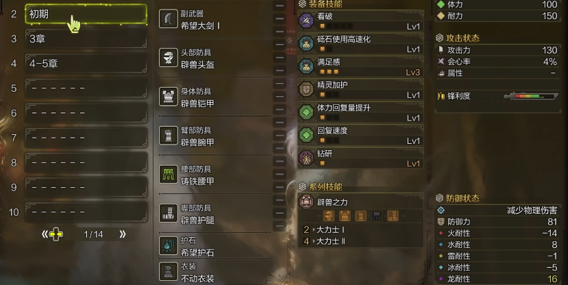 怪物猎人荒野单手剑下位怎么配装