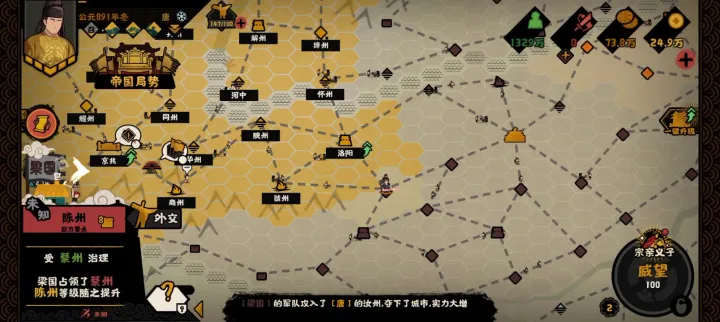 无悔华夏五代十国剧本中唐昭宗势力怎么样 无悔华夏五代十国剧本中唐昭宗势力怎么样